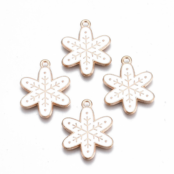 

PandaHall Alloy Enamel Pendants, Christmas, Cadmium Free & Lead Free, Snowflake, Light Gold, White, 24x19x1.5mm, Hole: 1.8mm Alloy+Enamel...