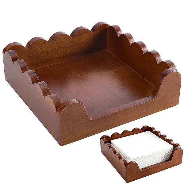 Boîte à mouchoirs vintage en bois à bord festonné