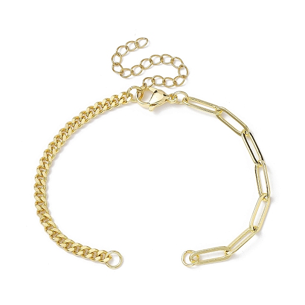 

PandaHall Brass Curb & Paperclip Chains Bracelet Making, Golden, 6-3/8 inch(16.2cm) Brass