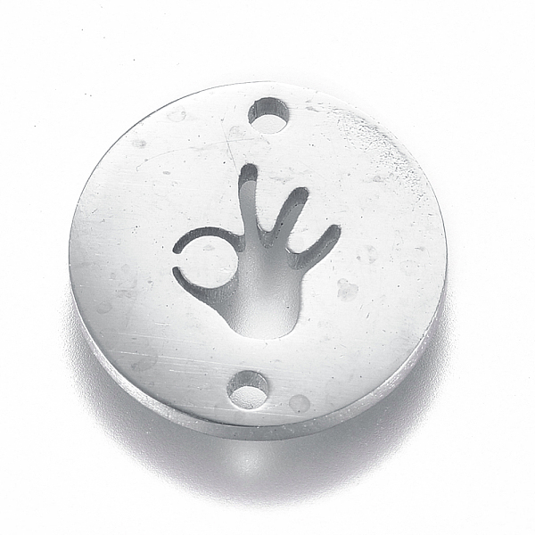 

PandaHall 304 Stainless Steel ASL Links connectors, Flat Round with Palm, Okay Hand Gesture, Stainless Steel Color, 12x1mm, Hole: 1.2mm 304...