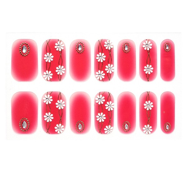 

PandaHall Full Cover Nombre Nail Stickers, Self-Adhesive, for Nail Tips Decorations, Cerise, 24x8mm, 14pcs/sheet Paper Flower Red