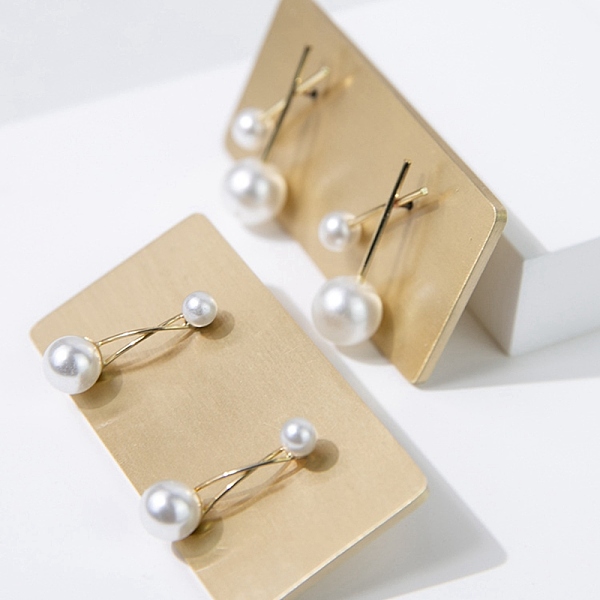 PandaHall Brass Earring Display Stands, Rectangle, Golden, 2.3x5x0.2cm, Hole: 1.5mm Brass