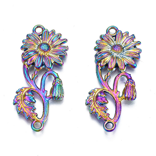 

PandaHall Rainbow Color Alloy Normal Links Connectors, Cadmium Free & Nickel Free & Lead Free, Flower, 38x16x3mm, Hole: 1.8mm Alloy Flower