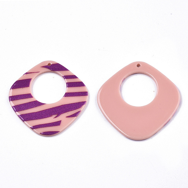 

PandaHall Opaque Printed Acrylic Pendants, Rhombus, Purple, 36x35x2~3mm, Hole: 1.5mm Acrylic Rhombus Purple