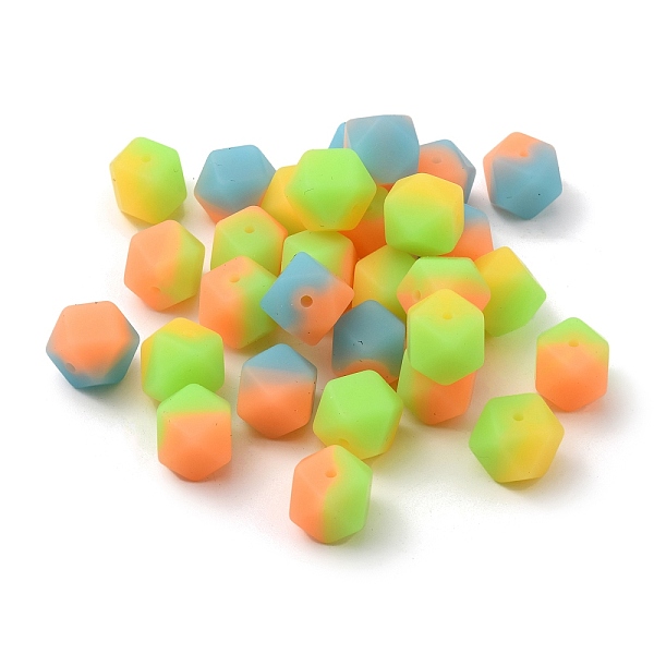 

PandaHall 30Pcs 3 Colors Two Tone Luminous Silicone Beads, DIY Nursing Necklaces and Bracelets Making, Octagon, Mixed Color, 14x14x14mm..., Multicolor