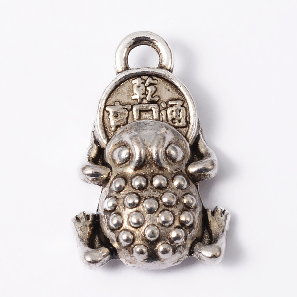 

PandaHall Toad Tibetan Style Alloy Pendants, Cadmium Free & Lead Free, Antique Silver, 17x11x4mm, Hole: 2mm Alloy Other Animal