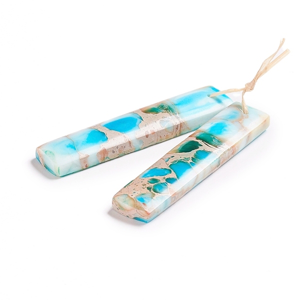 

PandaHall Natural Imperial Jasper Pendants, for Jewelry Making, Dyed, Rectangle, 48~48.5x10~10.5x4~4.5mm, Hole: 1mm Imperial Jasper...