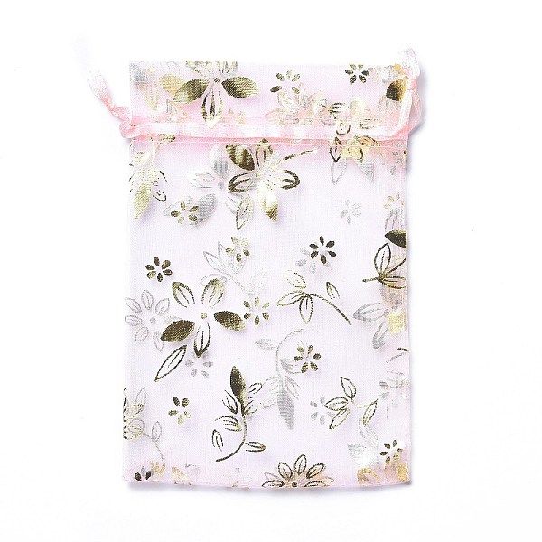 

PandaHall Organza Drawstring Jewelry Pouches, Wedding Party Gift Bags, Rectangle with Gold Stamping Flower Pattern, Pink, 15x10x0.11cm...