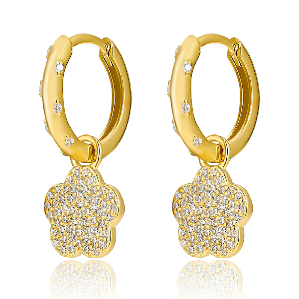 

PandaHall 925 Sterling Silver Flower Earrings with Cubic Zirconia Sterling Silver Flower