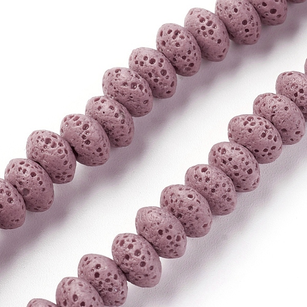 

PandaHall Natural Lava Rock Beads Strands, Dyed, Rondelle, Pale Violet Red, 9x5~5.5mm, Hole: 2mm, about 37 pcs/Strand, 7.87 inch(20cm) Lava..., Pink