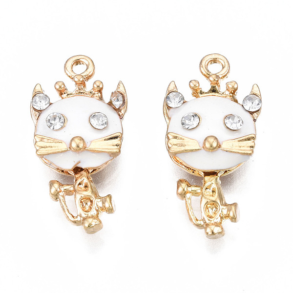 

PandaHall Rack Plating Alloy Enamel Pendants, with Crystal Rhinestone, Cadmium Free & Nickel Free & Lead Free, Mouse, White, 22x11x6.8mm...