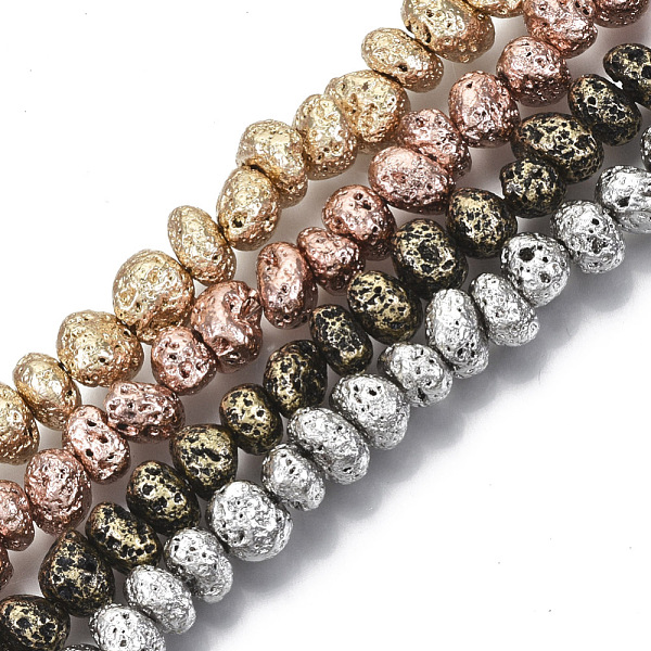

PandaHall Electroplated Natural Lava Rock Beads Strands, Nuggets, Mixed Color, 6~10x6~10x5~8mm, Hole: 1mm, about 52~54pcs/strand, 14.17...