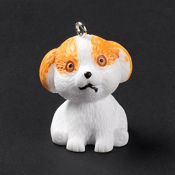 

PandaHall Opaque Resin Pendants, 3D Dog Charms, with Platinum Tone Iron Loops, Orange, 30x22.5x23.5mm, Hole: 2mm Iron+Resin Dog Orange