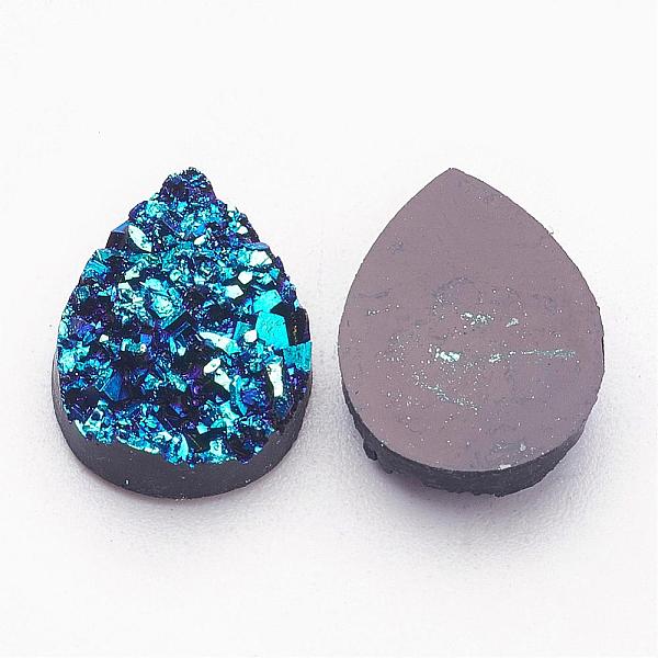 

PandaHall Druzy Resin Cabochons, teardrop, Dark Turquoise, 14x10x3mm Resin Teardrop Cyan