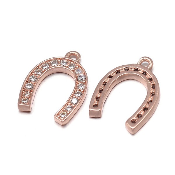 

PandaHall Horseshoe Brass Micro Pave Cubic Zirconia Charms, Grade AAA, Lead Free & Nickel Free & Cadmium Free, Real Rose Gold Plated...