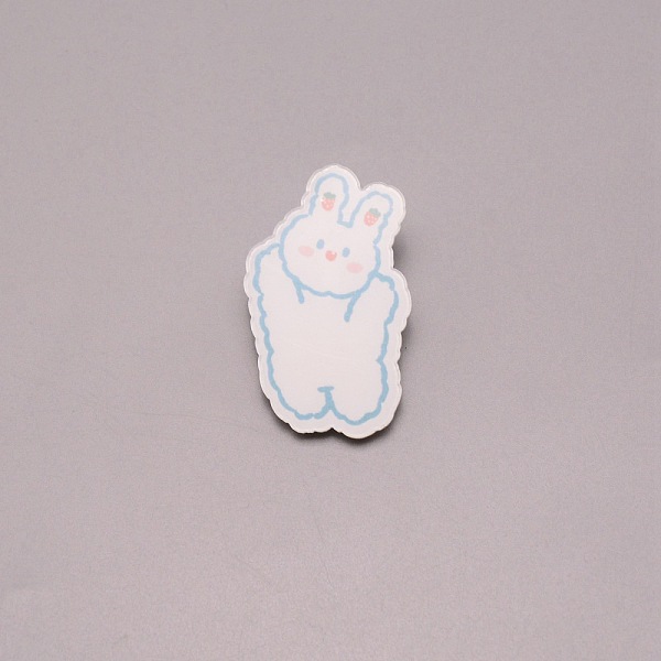 

PandaHall Rabbit with Strawberry Brooch Pin, Cute Animal Acrylic Lapel Pin for Backpack Clothes, White, 44x27x7mm Acrylic White