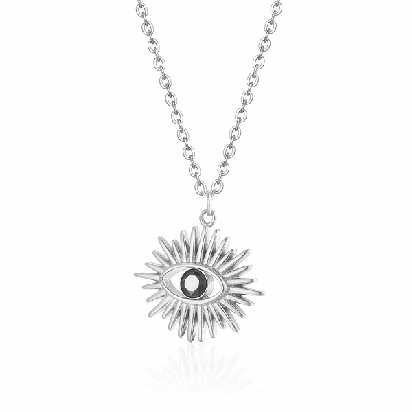 

PandaHall Eye Pattern Pendant Necklaces, Stainless Steel Cable Chain Necklaces for Women Stainless Steel Eye