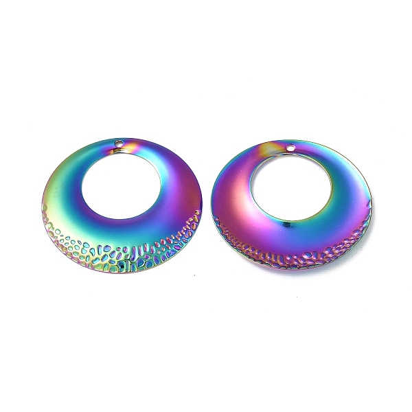 

PandaHall Ion Plating(IP) 304 Stainless Steel Pendants, Round Ring Charm, Rainbow Color, 32x2mm, Hole: 1.4mm 304 Stainless Steel Round