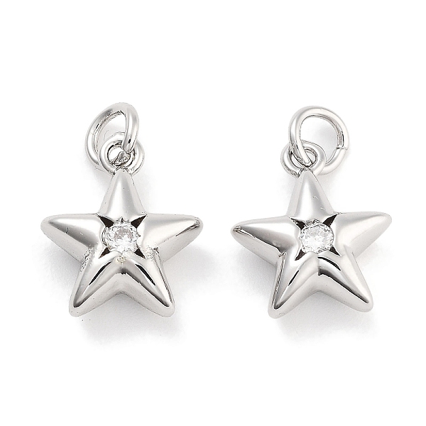 

PandaHall Brass with Cubic Zirconia Pendant, with Jump Ring, Star, Platinum, 13.5x11.5x5mm, Hole: 3.4mm Brass+Cubic Zirconia Star Clear