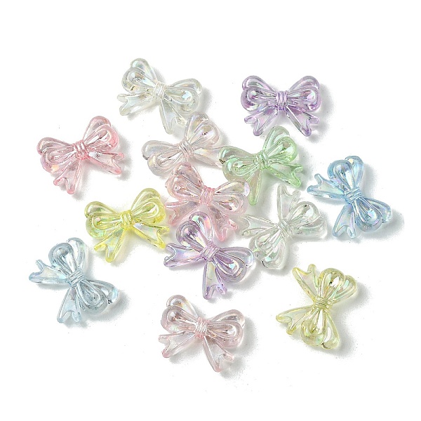 

PandaHall UV Plating Iridescent Transparent Acrylic Beads, Bowknot, 15x18.5x4.5mm, Hole: 2mm, 847pcs/500g Acrylic Bowknot