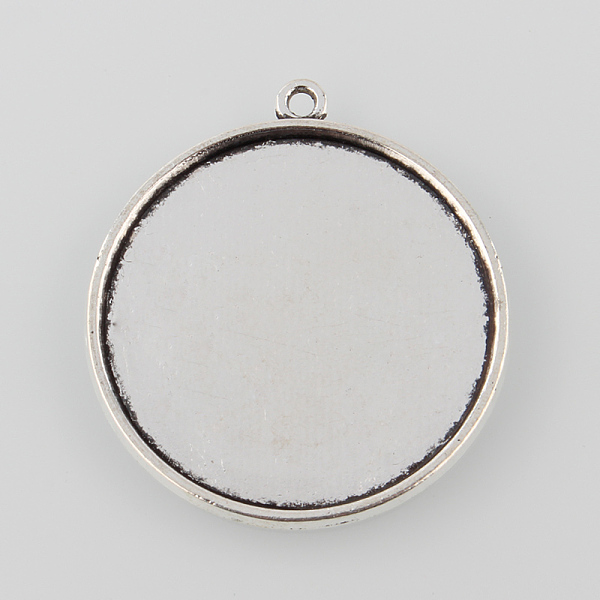 

PandaHall Tibetan Style Antique Silver Alloy Flat Round Pendant Cabochon Settings, Cadmium Free & Lead Free, Tray: 30mm, 37x33x2mm, Hole...