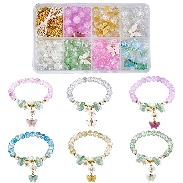 Kit de fabrication de bijoux avec bracelets ronds en forme de papillon et de fleur