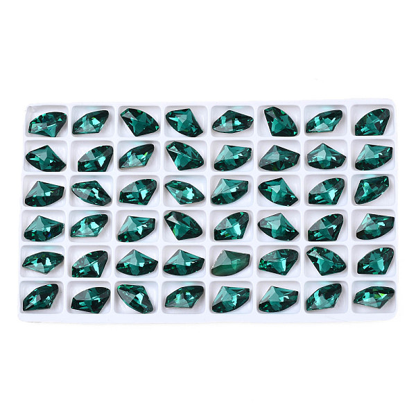

PandaHall 48Pcs Glass Rhinestone Cabochons, Nail Art Decoration Accessories, Faceted, Green, 14x9x5mm Glass Twist Green