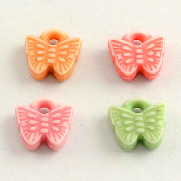 

PandaHall Craft Style Colorful Acrylic Charms, Butterfly, Mixed Color, 10.5x10x3mm, Hole: 2mm, about 2000pcs/500g Acrylic Butterfly..., Multicolor