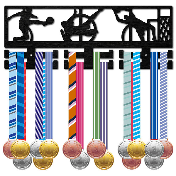 

PandaHall CREATCABIN Football Medal Holder Medal Hanger Display Rack Soccer Sports Wooden Hanging Frame Wall Mount Shelf Decor Black for...