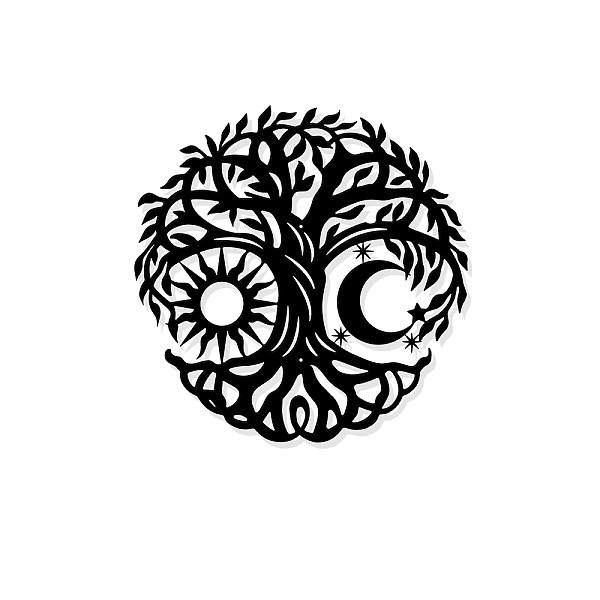 

PandaHall Tree of Life with Moon and Sun Metal Wall Art Decor, Black Wall Hanging Decor Silhouette Wall Art for Home Bedroom Living Room...