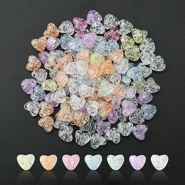 

PandaHall Transparent Crackle Acrylic Beads, Heart, Mixed Color, 9.5x10.5x6.5mm, Hole: 1.8mm Acrylic Heart Multicolor