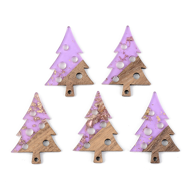 

PandaHall Transparent Resin & Walnut Wood Pendants, with Foil, Christmas Tree with Round, Violet, 40x28x3mm, Hole: 2mm Resin+Wood Tree..., Purple