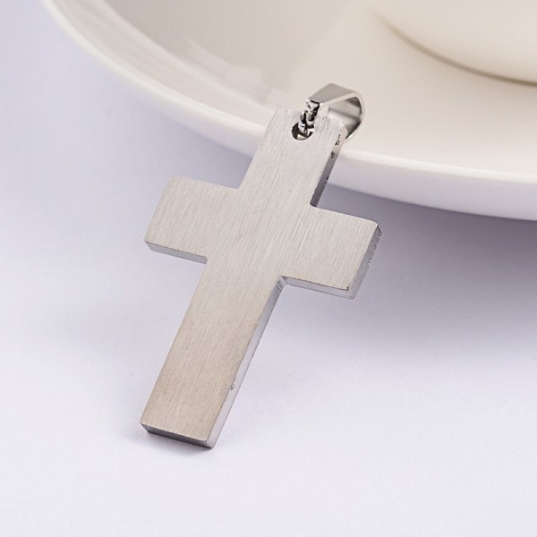 

PandaHall Cross with Fish 304 Stainless Steel Enamel Pendants, Stainless Steel Color, 35x22.5x2mm, Hole: 4x6mm Stainless Steel+Enamel Cross