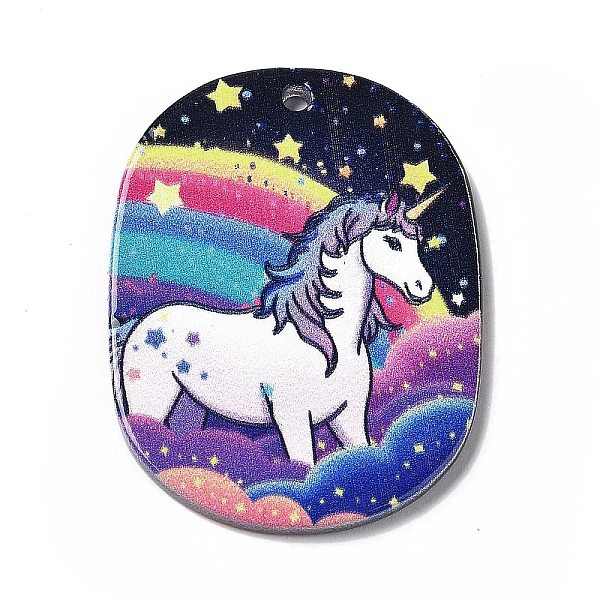 

PandaHall Acrylic Pendants, Unicorn, 39.5x30x2~2.5mm, Hole: 2mm Acrylic Unicorn
