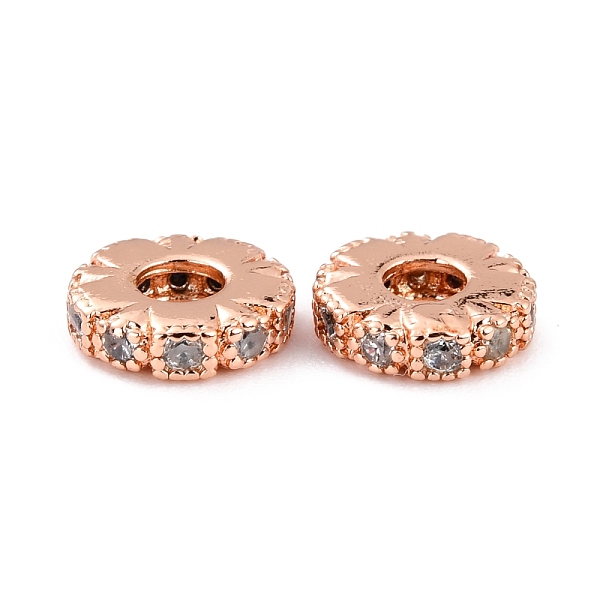 

PandaHall Brass Micro Pave Clear Cubic Zirconia Beads, Long-Lasting Plated, Cadmium Free & Lead Free, Flat Round, Real Rose Gold Plated...