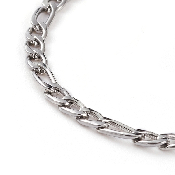 

PandaHall Women' s 304 Stainless Steel Figaro Chains, Curb Chains Bracelets, with Lobster Claw Clasps, Stainless Steel Color, 7-1/2 inch...
