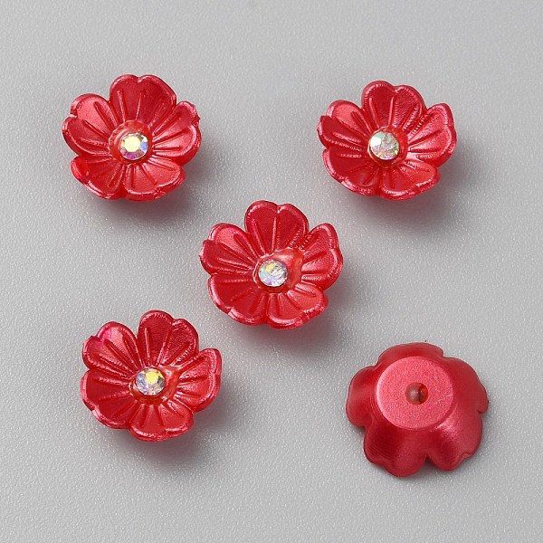 

PandaHall Opaque Resin Pave Rhinestone Cabochons, Flower, Red, 11x11x3.5mm Resin Flower Red