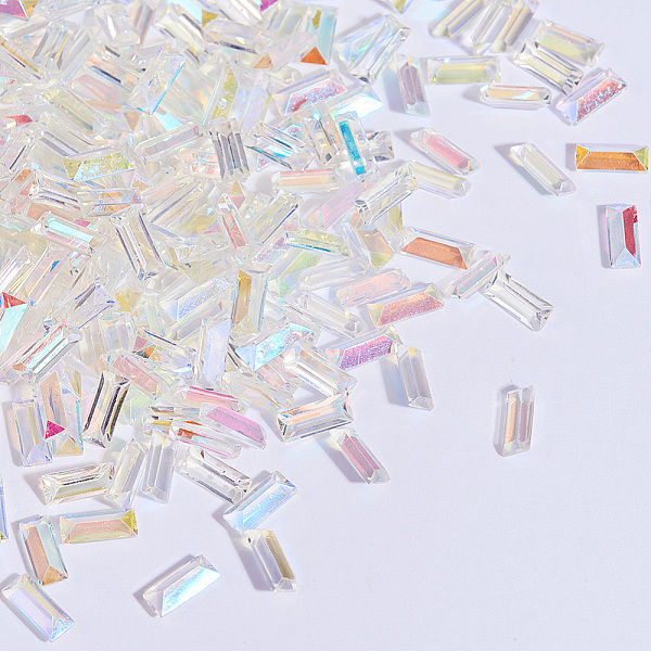 

PandaHall Pointed Back Resin Rhinestone Cabochons, Nail Art Decoration Accessories, Trapezoid, Clear AB, 7x3x2mm Resin Trapezoid White