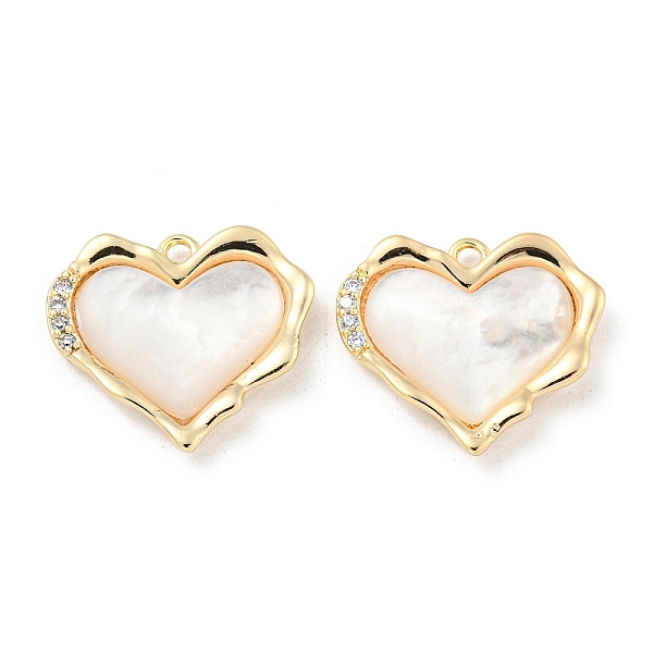 

PandaHall Brass Micro Pave Clear Cubic Zirconia Pendants, with Shell, Heart Charms, Real 18K Gold Plated, 14.5x16.5x2.5mm, Hole: 1.2mm...