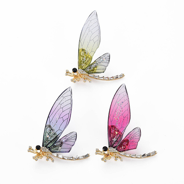 

PandaHall Bling Dragonfly Resin Brooch, Animal Rhinestone Lapel Pin for Backpack Clothes, Light Gold, Nickel Free & Lead Free, Mixed Color..., Multicolor