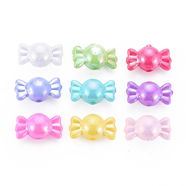 

PandaHall Opaque Acrylic Beads, AB Color, Candy, Mixed Color, 17x9x9mm, Hole: 2mm, about 943pcs/500g Acrylic Candy Multicolor