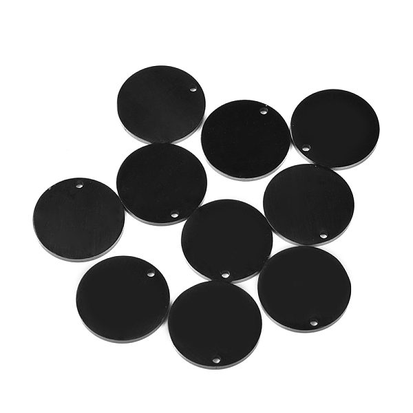 

PandaHall 304 Stainless Steel Charms, Polished, Stamping Blank Tag, Laser Cut, Flat Round, Electrophoresis Black, 14.8x1.1mm, Hole: 1.2mm...