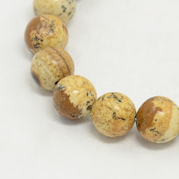 

PandaHall Picture Jasper Round Beads Strands, Camel, 8mm, Hole: 0.8mm, about 48pcs/strand Picture Jasper Round Brown