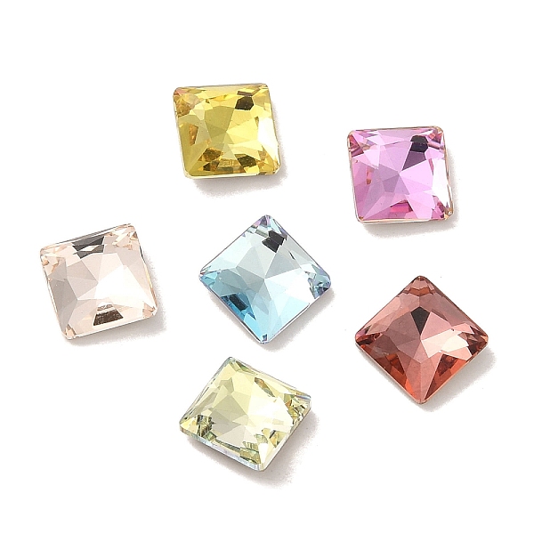 

PandaHall Glass Rhinestone Cabochons, Point Back & Back Plated, Faceted, Square, Mixed Color, 7x7x3mm Glass Rhinestone Square Multicolor