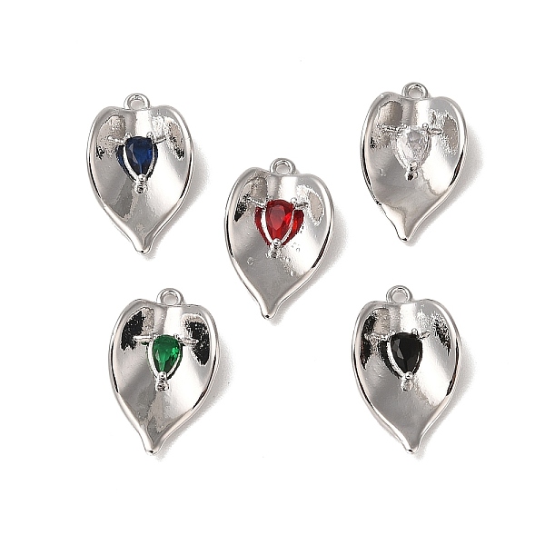 

PandaHall Brass Pendants, with Glass, Heart Charms, Real Platinum Plated, 20x12x4mm, Hole: 1.4mm Brass Heart Multicolor