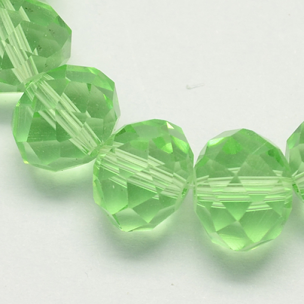 

PandaHall Handmade Glass Beads, Faceted Rondelle, Pale Green, 14x10mm, Hole: 1mm, about 60pcs/strand Glass Rondelle