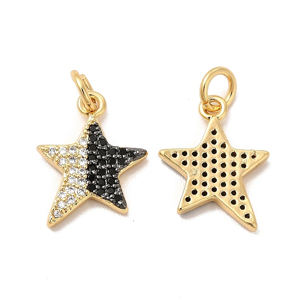 

PandaHall Rack Plating Brass Micro Pave Cubic Zirconia Pendants, with Jump Rings, Cadmium Free & Lead Free, Star, Real 18K Gold Plated..., Black