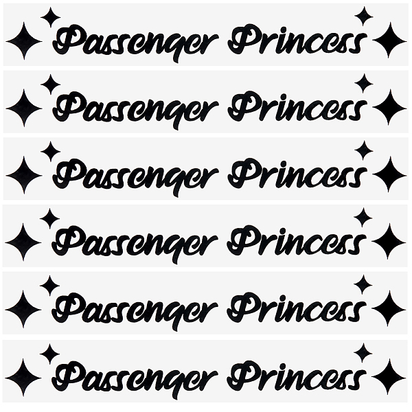 

PandaHall PVC Passenger Princess Self Adhesive Car Stickers, Waterproof Word Car Rearview Mirror Decorative Decals for Car Decoration, Black...