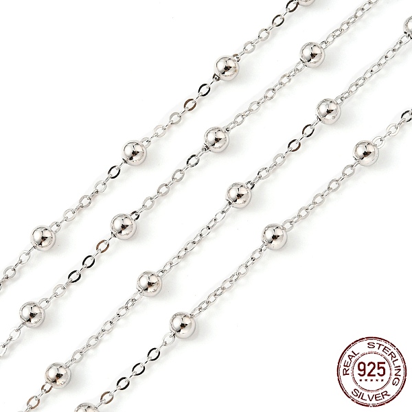 

PandaHall Rhodium Plated 925 Sterling Silver Satellite Chains, Unwelded, Platinum, Link: 1.5x1x0.5mm, 3mm Sterling Silver