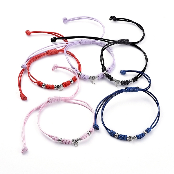 

PandaHall Braided Bead Bracelets, with Waxed Polyester Cord, Tibetan Style Alloy Tube Bails and 304 Stainless Steel Beads, Antique Silver &..., Multicolor